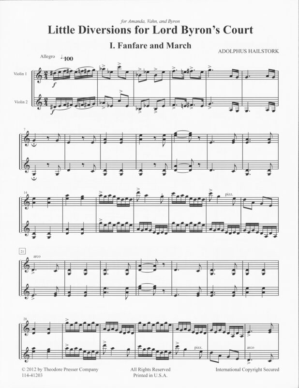 Little Diversions for Lord Byron's Court - Adolphus Hailstork