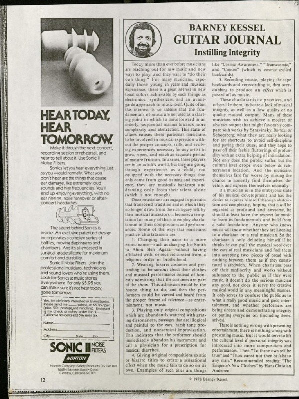 Barney Kessel Guitar Journal: Instilling Integrity
