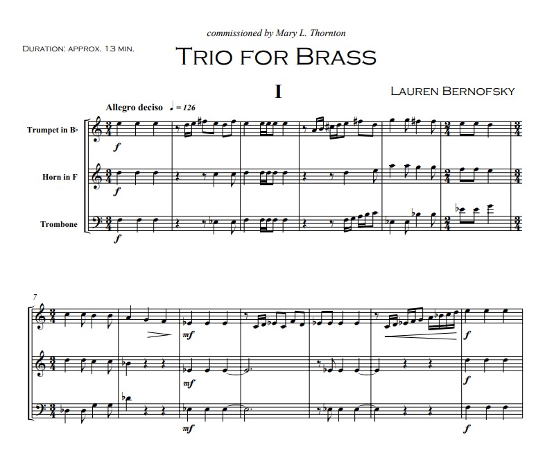 Trio for Brass - Lauren Bernofsky