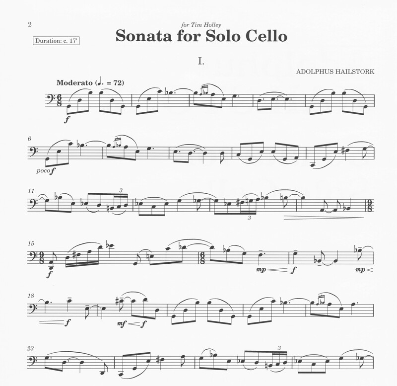Sonata for Solo Cello - Adolphus Hailstork