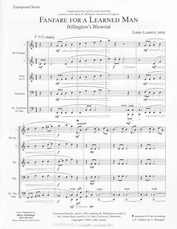 Fanfare for a Learned Man - Libby Larsen