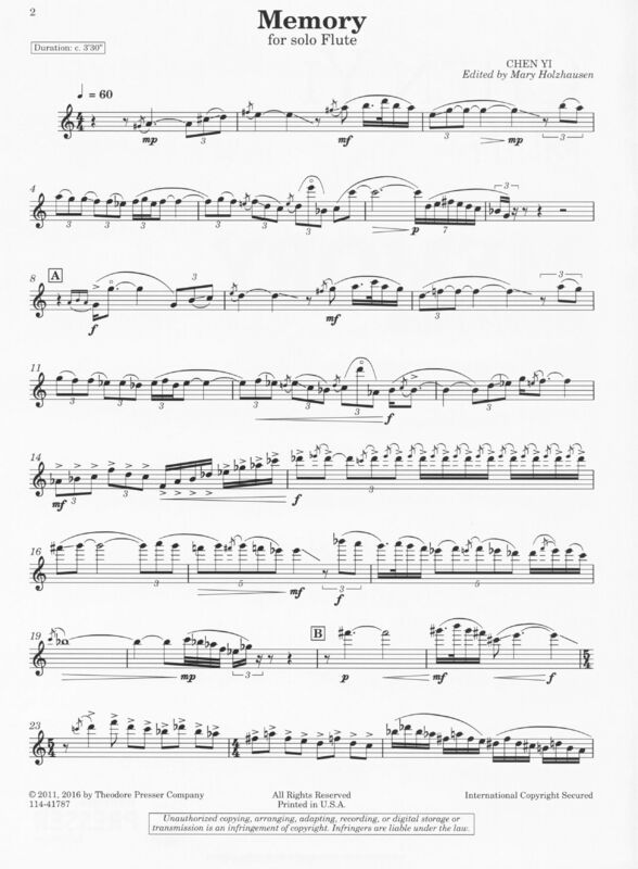 Memory: for Flute - Chen Yi