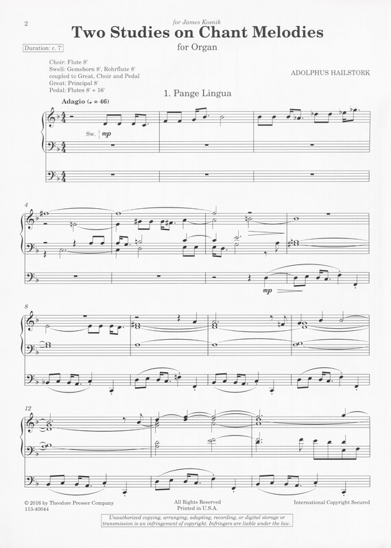 Two Studies on Chant Melodies - Adolphus Hailstork
