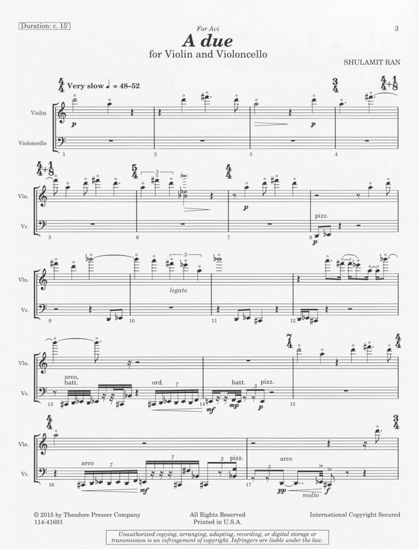 A Due for Violin and Violoncello - Shulamit Ran