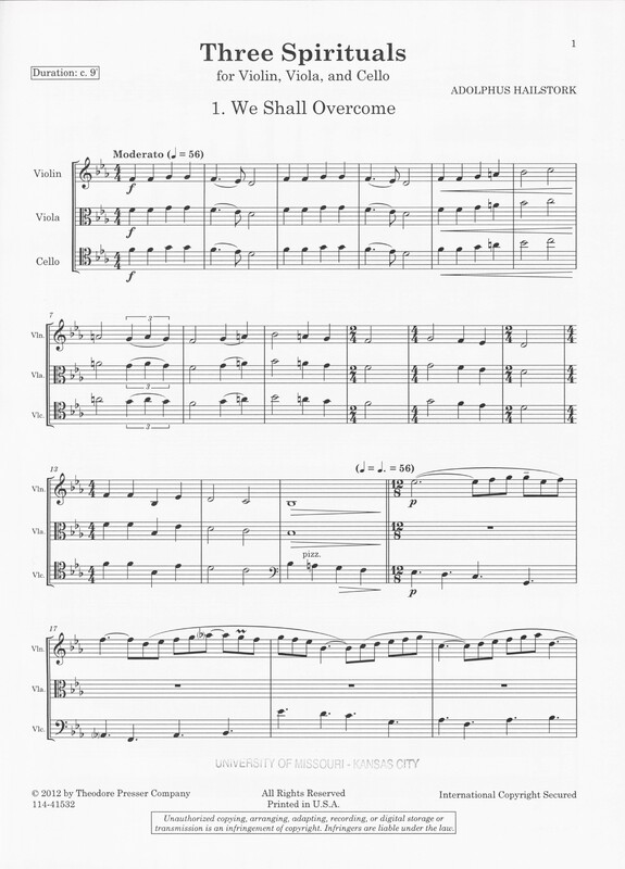 Three Spirituals for String Trio - Adolphus Hailstork