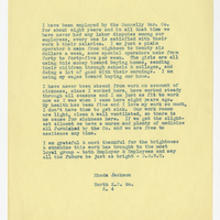Rhoda Jackson, Letter