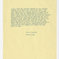 Minnie Allen, Letter, page one