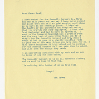 Ora Brown, Letter